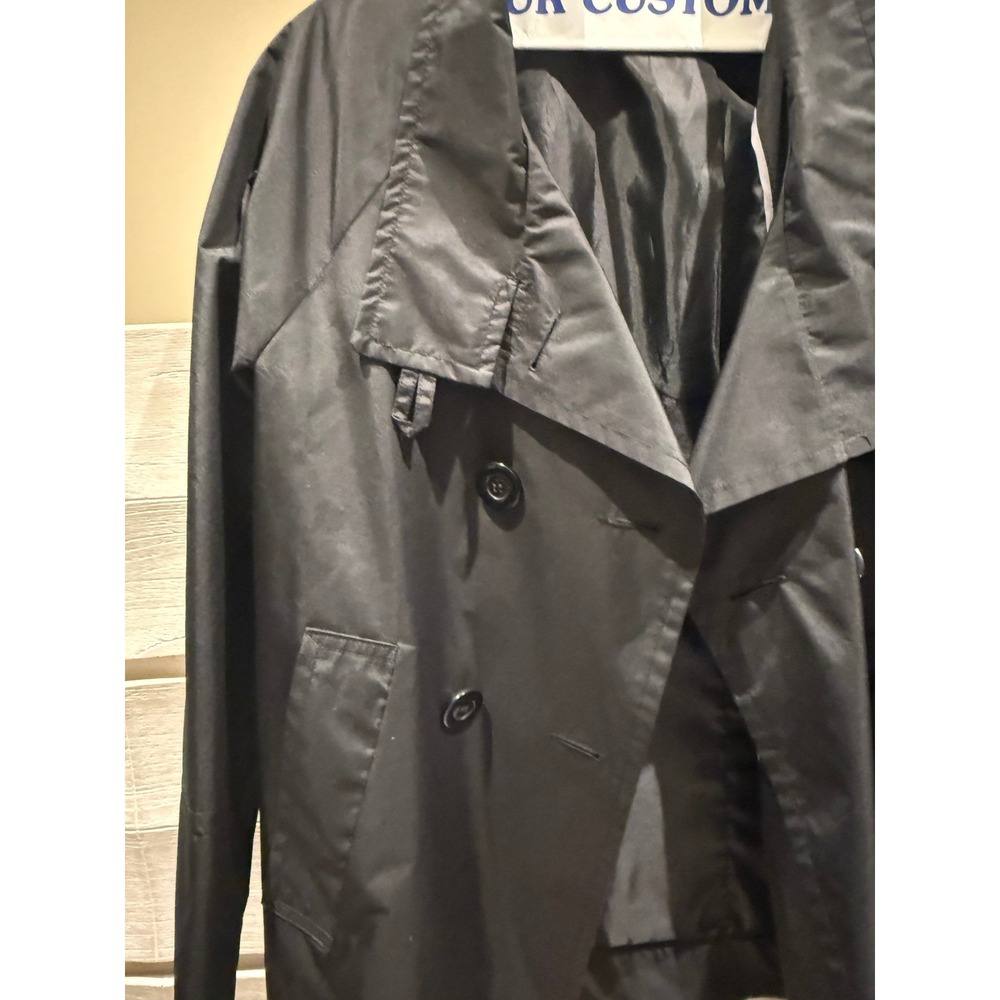 Siena Womens Black Double Breasted Short Trench Coat Jacket Size Medium - Picture 2 of 6